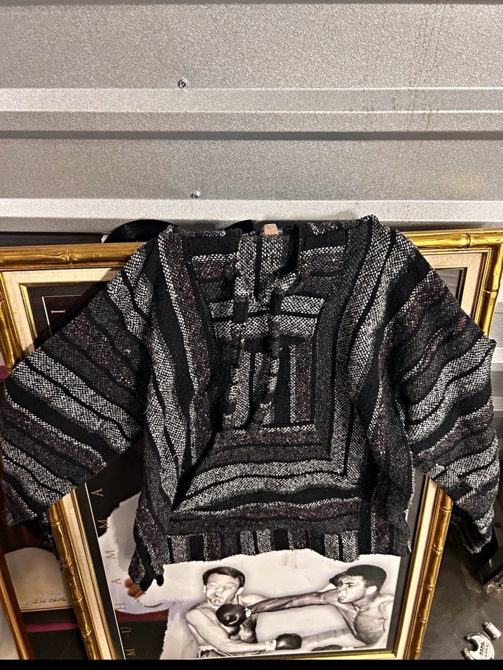 EARTHBOUND Black & Gray Striped Crewneck Jacket